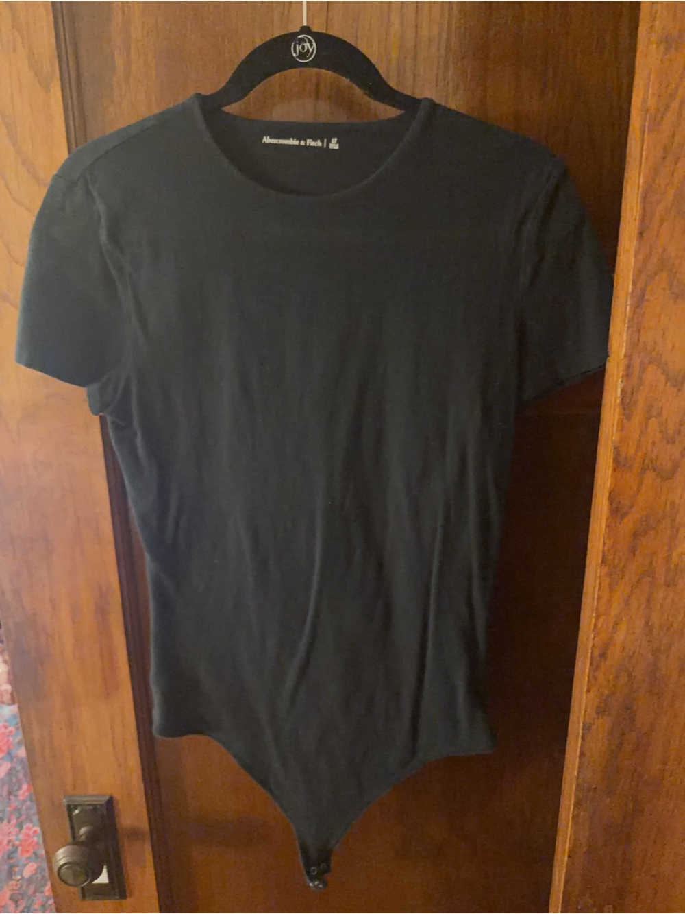 Abercrombie & Fitch Black Short-Sleeve Bodysuit with Crew Neck